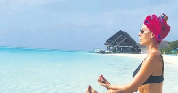 Gökhan Gönül’ün eşi Hatice Gönül Maldivler tatilini huzur pozuyla sonlandırdı