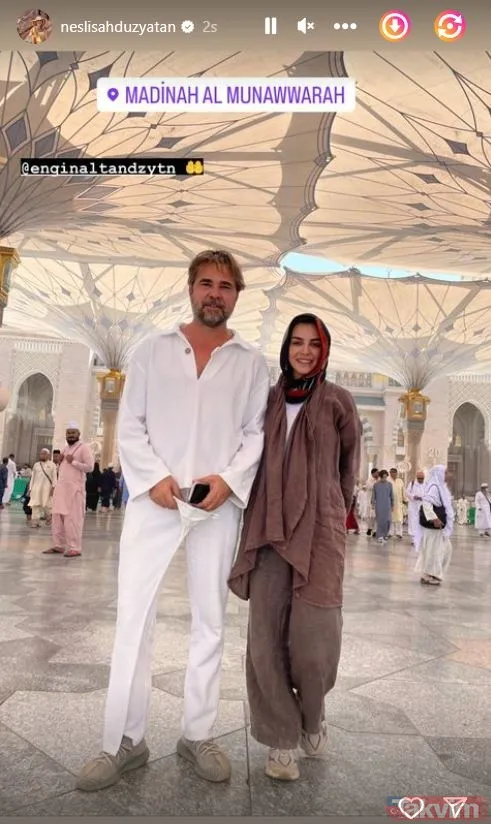 Engin Altan Düzyatan ile Neslişah Alkoçlar çifti Umre'ye gitti! Medine’den yaptığı paylaşıma beğeni yağdı! - 9
