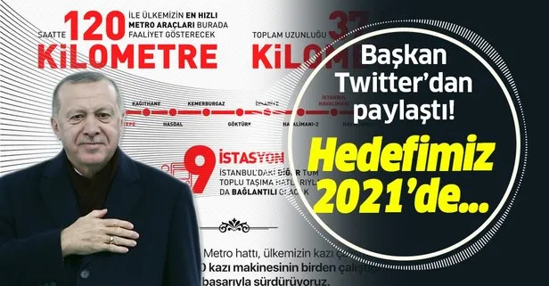 Başkan Erdoğan’dan Gayrettepe-İstanbul Havalimanı Metrosu paylaşımı