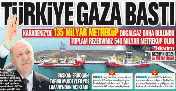 Başkan Recep Tayyip Erdoğan, Amasra-1 kuyusunda 135 milyar metreküp doğalgaz bulunduğunu açıkladı