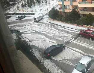 Ankara’da dolu sürprizi! Bir anda her yer bembeyaz oldu