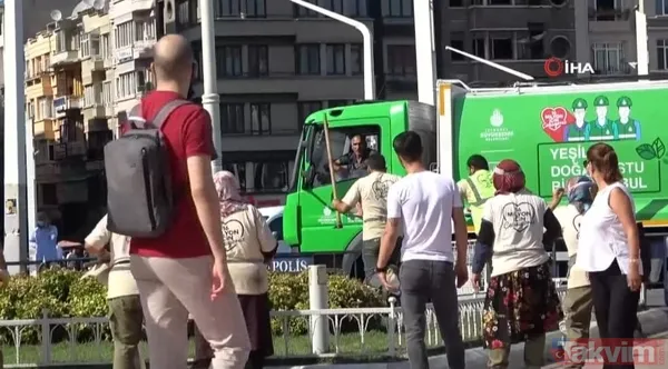 Taksim Meydanı'nda İBB işçileri birbirine girdi! Kürekle vurmaya çalıştı - 12