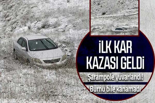 Son dakika: İstanbul'da kar yağışı arttı ilk kaza haberi geldi! Şarampole yuvarlandı-1