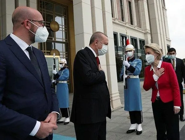 Başkan Recep Tayyip Erdoğan, AB’nin komisyon ve konsey başkanlarını kabul eti-2