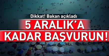 Çevre ve Şehircilik Bakanı Murat Kurum açıkladı: 5 Aralık'a kadar başvurun
