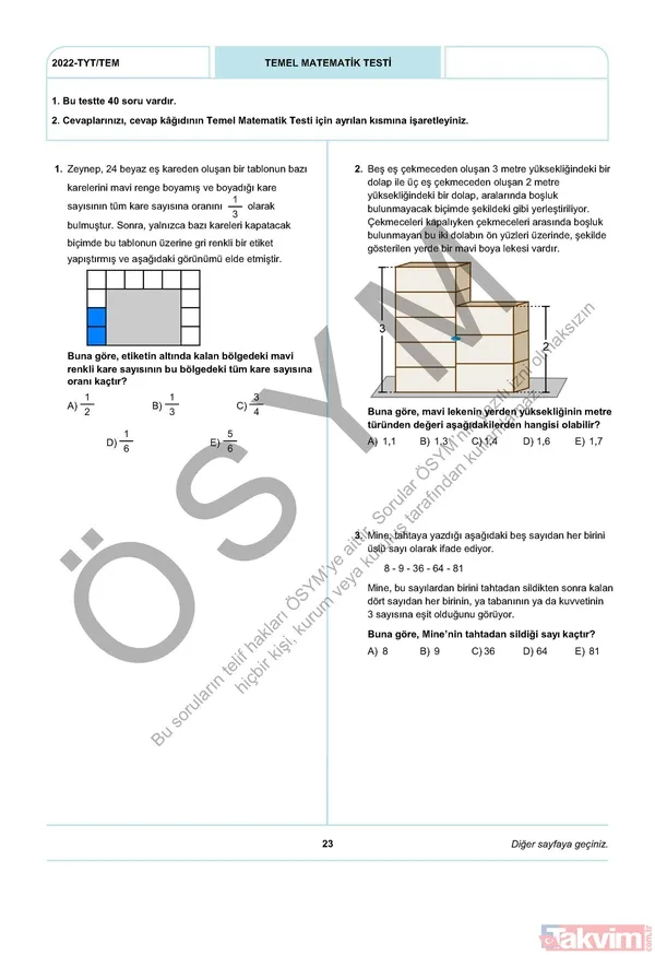 YKS TYT FUL A-B-C-D kitapçığı soru ve cevap anahtarı! 2022 YKS TYT SORU VE CEVAPLARI PDF İNDİR! osym.gov.tr YKS TYT Türkçe, Sosyal Bilimler, Matematik, Fen, Coğrafya, Din cevap anahtarı! - 25