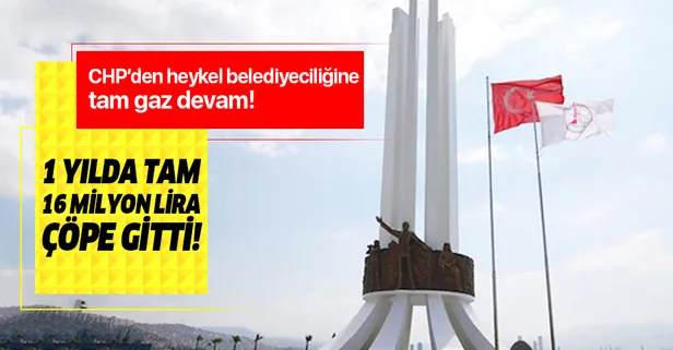 CHP'den heykel belediyeciliğine tam gaz devam! 1 yılda tam 16 milyon lira çöpe gitti!