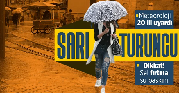 Meteorolojiden 20 ile turuncu ve sarı kodlu uyarı! Sağanak yağmur, sel ve fırtına | HAVA DURUMU