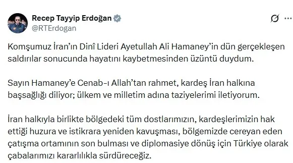Başkan Erdoğan’dan Hamaney için başsağlığı mesajı-2