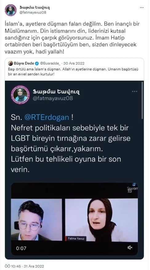 Diyanet’ten kovulan CHP’nin ‘hocası’ Fatma Yavuz yine saçmaladı: “Tek bir LGBT’liye zarar gelirse başörtümü çıkarır yakarım!”-4
