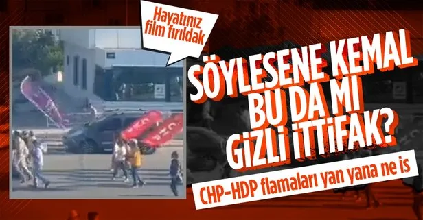 Kimler kimlerle beraber! CHP ve HDP flamalarıyla beraber yürüdüler