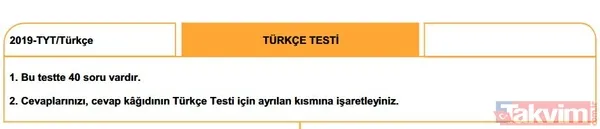 2019 YKS TYT soruları ve cevapları burada! Türkçe, Sosyal Bilimler, Matematik, Fen Bilimleri cevap anahtarı - 2