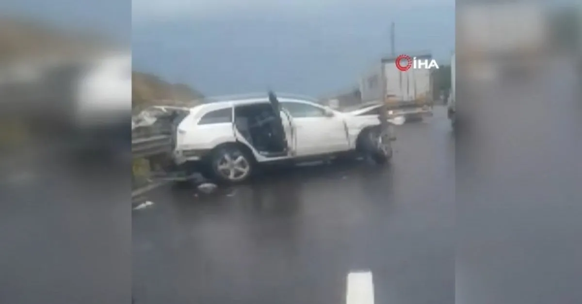 kuzey marmara otoyolu nda korkunc kaza bogazina bariyer saplanan sahsin kafasi koptu