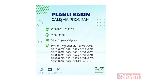 🔵29 Ağustos'ta İstanbul'da Elektrik Kesintisi Yaşanacak İlçeler