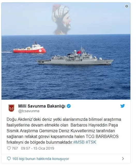 Milli Savunma Bakanlığı'ndan dikkat çeken 'Barbaros' paylaşımı-1