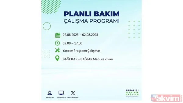 2 Ağustos İstanbul'da Elektrik Kesintisi Yaşanacak İlçe Ve Mahalleler