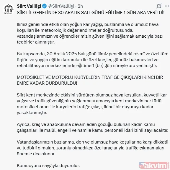 📍 Şırnak Şırnak Merkez İle Birlikte Güçlükonak, Uludere Ve Beytüşşebap İlçelerinde Tüm Okullar Tatil Edildi. İdil İlçesinde İse Sadece Köy Okulları Ve Taşımalı...