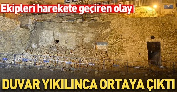 Mardin’de Hükümet konağının duvarı yıkılınca tarihi kalıntılar ortaya çıktı