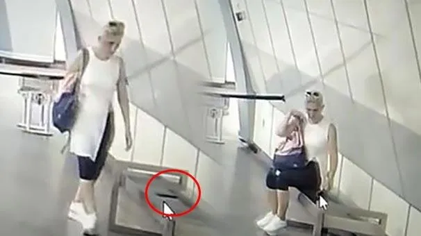 Mecidiyeköy metro istasyonunda kadın hırsız bankta unutulan telefonu böyle çaldı!-1