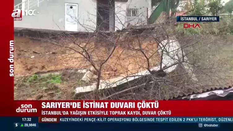 Sarıyer'de istinat duvarı çöktü!