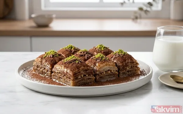 Soğuk Baklava Malzemeler: Baklavalık Yufka, Tereyağı, Ayçiçek Yağı, Antep Fıstığı, Fındık, Kakao, Çikolata Şerbet İçin: Süt, Toz Şeker Tarif: Sütlü Şerbet...