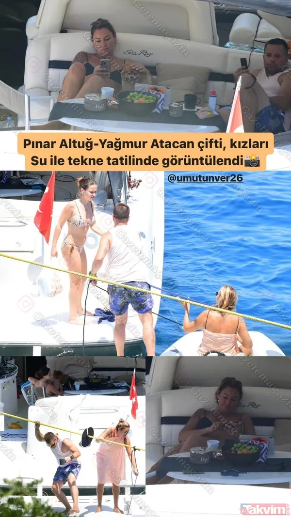 Pınar Altuğ siyah bikinisiyle teknede görüntülendi! Eşi Yağmur Atacan ve kızı Su Atacan ile tatil hallerine bakın... - 5