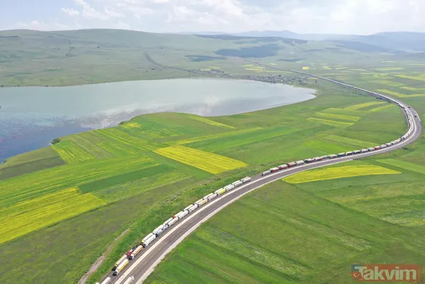 Gürcistan sınırında 16 kilometre uzunluğunda TIR kuyruğu oluştu! 3 günde sadece 3 kilometre ilerleyebiliyorlar - 1