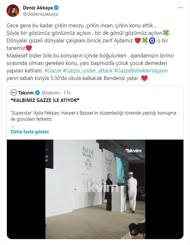Harper’s Bazaar yılın en iyilerini seçti! Törene Filistin çağrısı damga vurdu | Ajda Pekkan: "Kalbimiz Gazze ile atıyor"-9