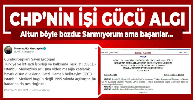 İletişim Başkanı Fahrettin Altun'dan CHP'li Mehmet Akif Hamzaçebi'ye Resmi Gazete'li 'OECD' cevabı!