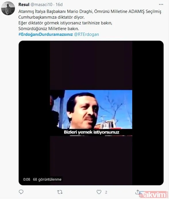 Türkiye, Başkan Erdoğan'ın yanında! Mussolini kırıntısı Draghi'ye tokat gibi cevap: #ErdoğanıDurduramazsınız