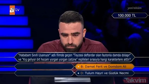 Kenan İmirzalıoğlu'nun sunduğu Kim Milyoner Olmak İster'de geceye damga vuran yarışmacı! Soruyu bilemeyince çekip gitti - 48