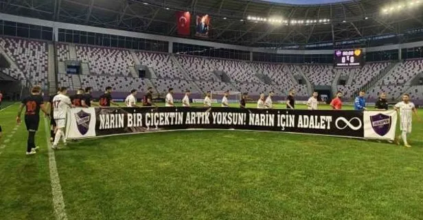 TFF 3. Lig'de oynanan Orduspor 1967-Edirnespor maçı öncesi 'Narin' pankartı: Narin bir çiçektin, artık yoksun!