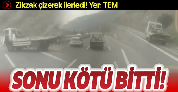 TEM Otoyolu'nda çekici dehşeti! Zikzaklı maceranın sonu kötü bitti