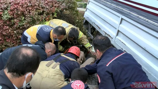İstanbul'da el frenini çekmeyi unutan nakliye şoförü kamyonetin altında kaldı - 6
