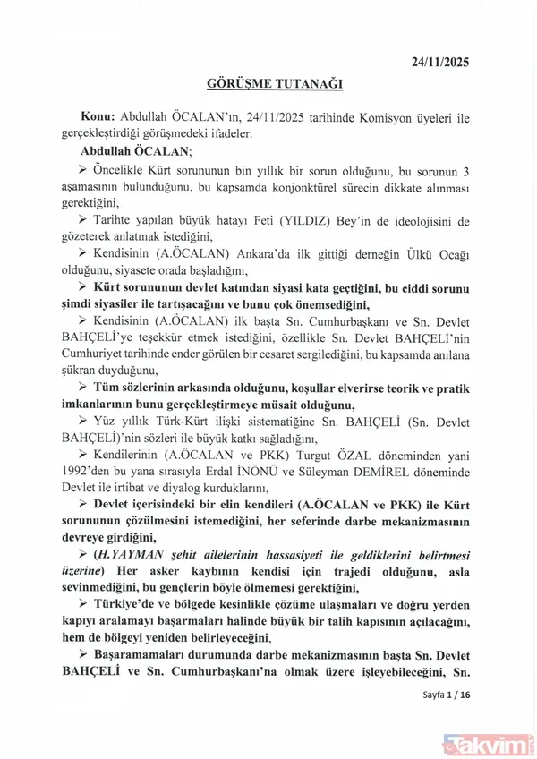 İşte 16 sayfalık İmralı tutanağı... PKK elebaşı Abdullah Öcalan Suriye için ne dedi? İsrail ve MOSSAD iddiası - 6