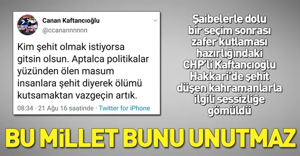 CHP İstanbul İl Başkanı Canan Kaftancıoğlu Hakkari'deki saldırıya sessiz kaldı