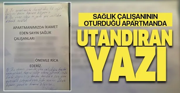 Sağlık çalışanın oturduğu apartmanda utandıran yazı