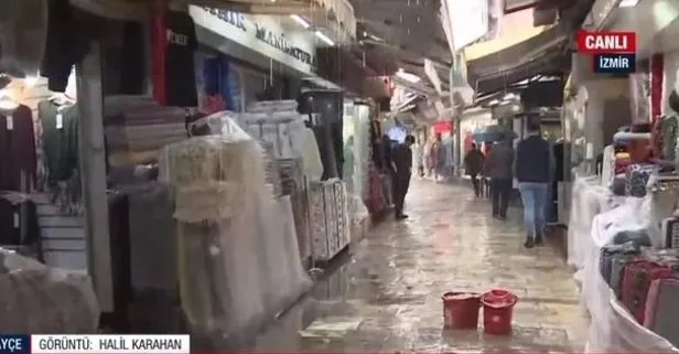 İzmir Kemeraltı’nda yağış sonrası dükkanları su bastı! Ne CHP’li Tunç Soyer var ne İZSU!