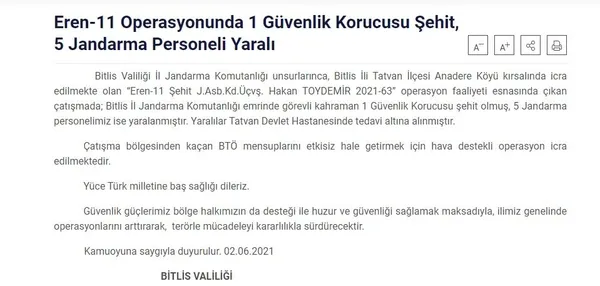 Bitlis'ten acı haber: 1 korucu şehit, 5 asker yaralı - 1