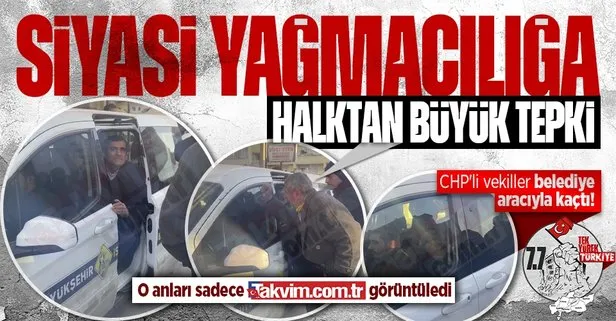 Hatay’da CHP’li Ali Şeker ve Sibel Özdemir’e halktan büyük tepki! Siyasi yağmacılık peşinde koşanlar belediye aracıyla kaçtı