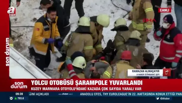 SON DAKİKA: İstanbul Kuzey Çevre Otoyolu'nda otobüs şarampole devrildi