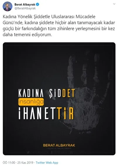 1574670261123.jpg Bakan Albayrak'tan kadına yönelik şiddetle mücadele mesajı-1