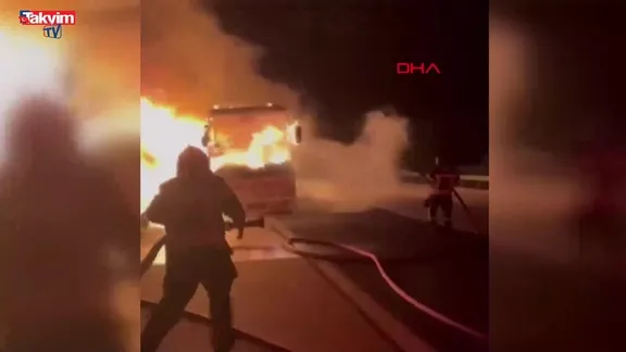 Osmaniye’de yolcu otobüsü yandı