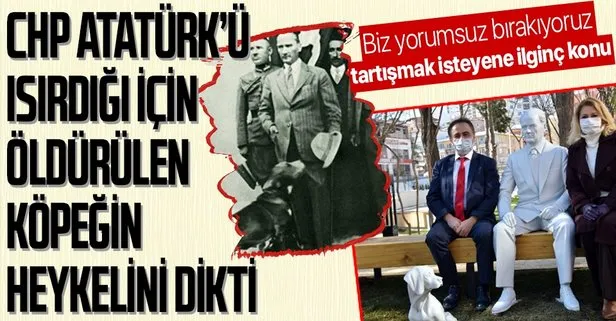CHP’li Bilecik Belediyesi Atatürk’ün ve Atatürk’ü ısıran köpeği Foks’un heykelini dikti