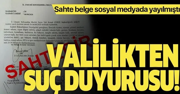 Sosyal Medyada Dolasan Sahte Belge Valiligi Harekete Gecirdi Suc Duyurusunda Bulunacaklar Takvim