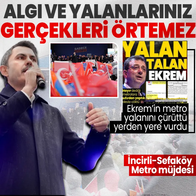 Cumhur İttifakı İBB Başkan Adayı Murat Kurum, CHPli İmamoğlunun sıfırdan metro yalanını çürüttü: Algı ve yalanlarınız gerçeği örtemez