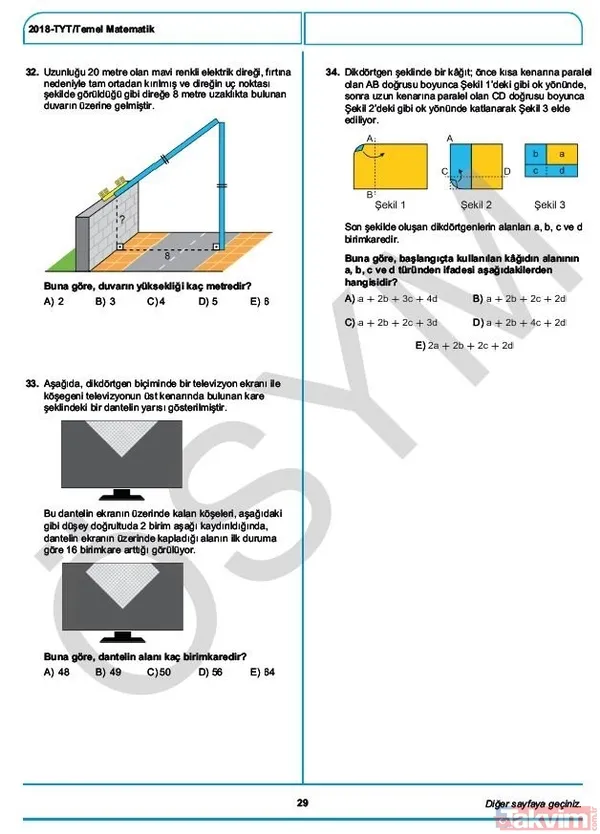 YKS çıkmış sorular ve cevaplar! 2018 YKS çıkmış sorular ve cevap anahtarı - 32