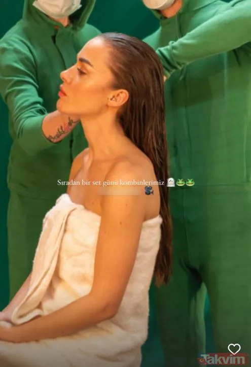 Bensu Soral ‘set günü’ deyip vücudunu sardığı havlusuyla paylaştı! Kamera arkası pozu sosyal medyayı salladı! Duru güzelliğiyle... - 7