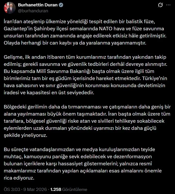 TÜRKİYE'DEN İRAN'A UYARI: UZAK DURUN-2