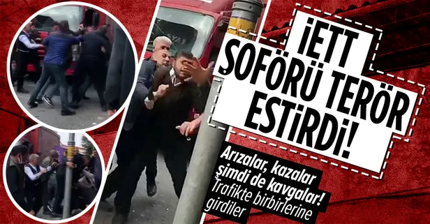 İETT şoförü ile kamyon sürücüsü birbirine girdi! İstanbul'da trafikte yol verme kavgası